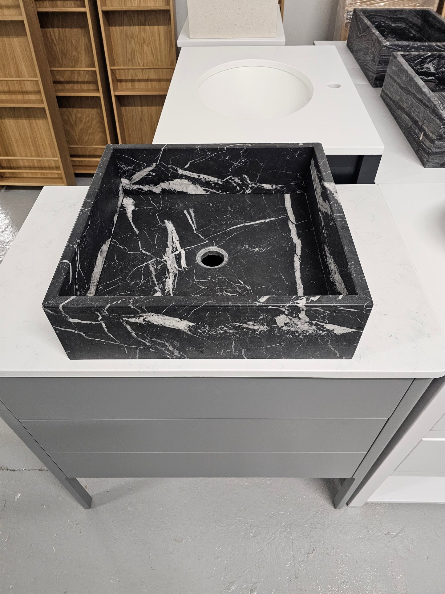 Nero Marquina Marble Honed sit on basin