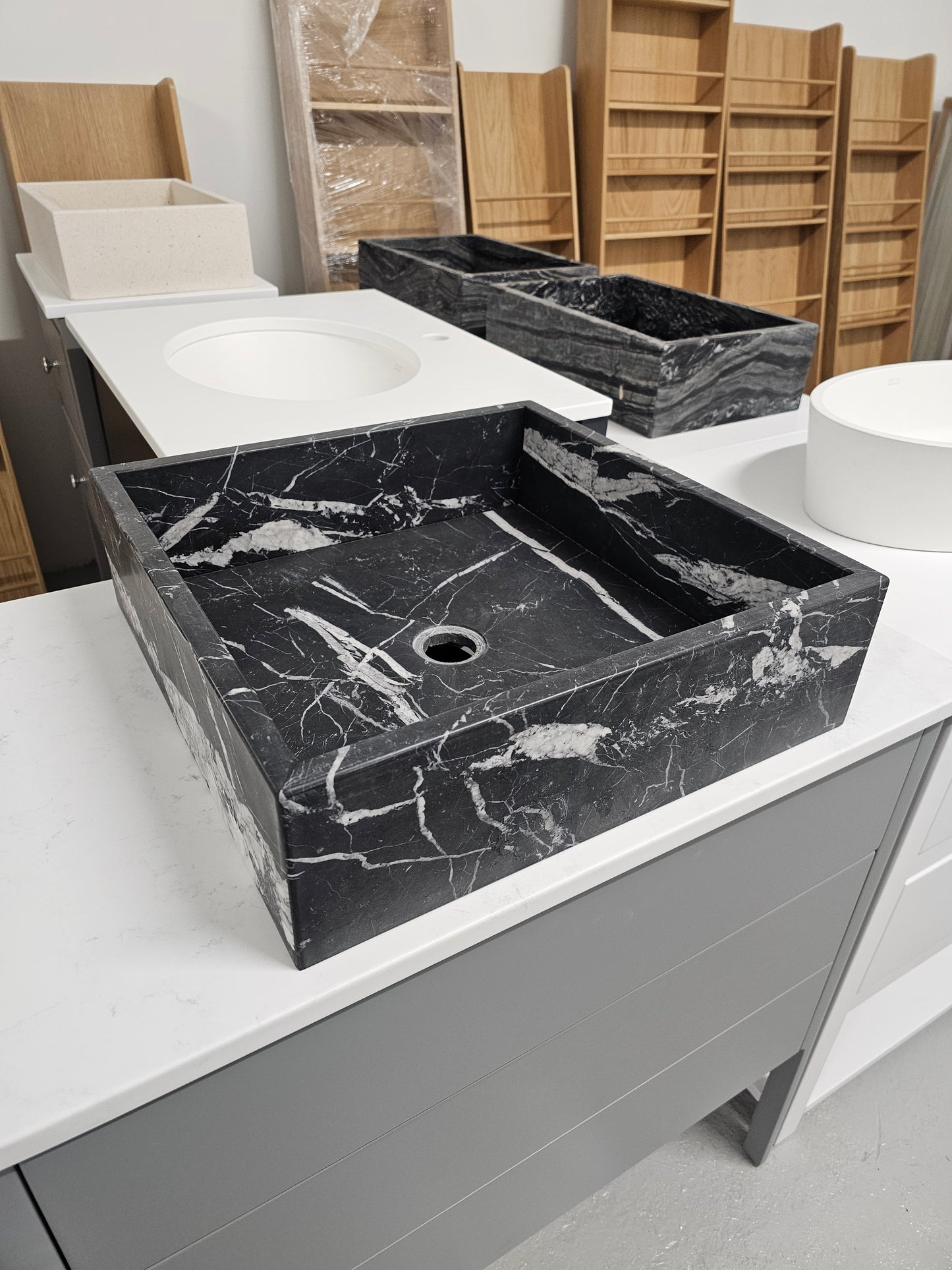 Nero Marquina Marble Honed sit on basin