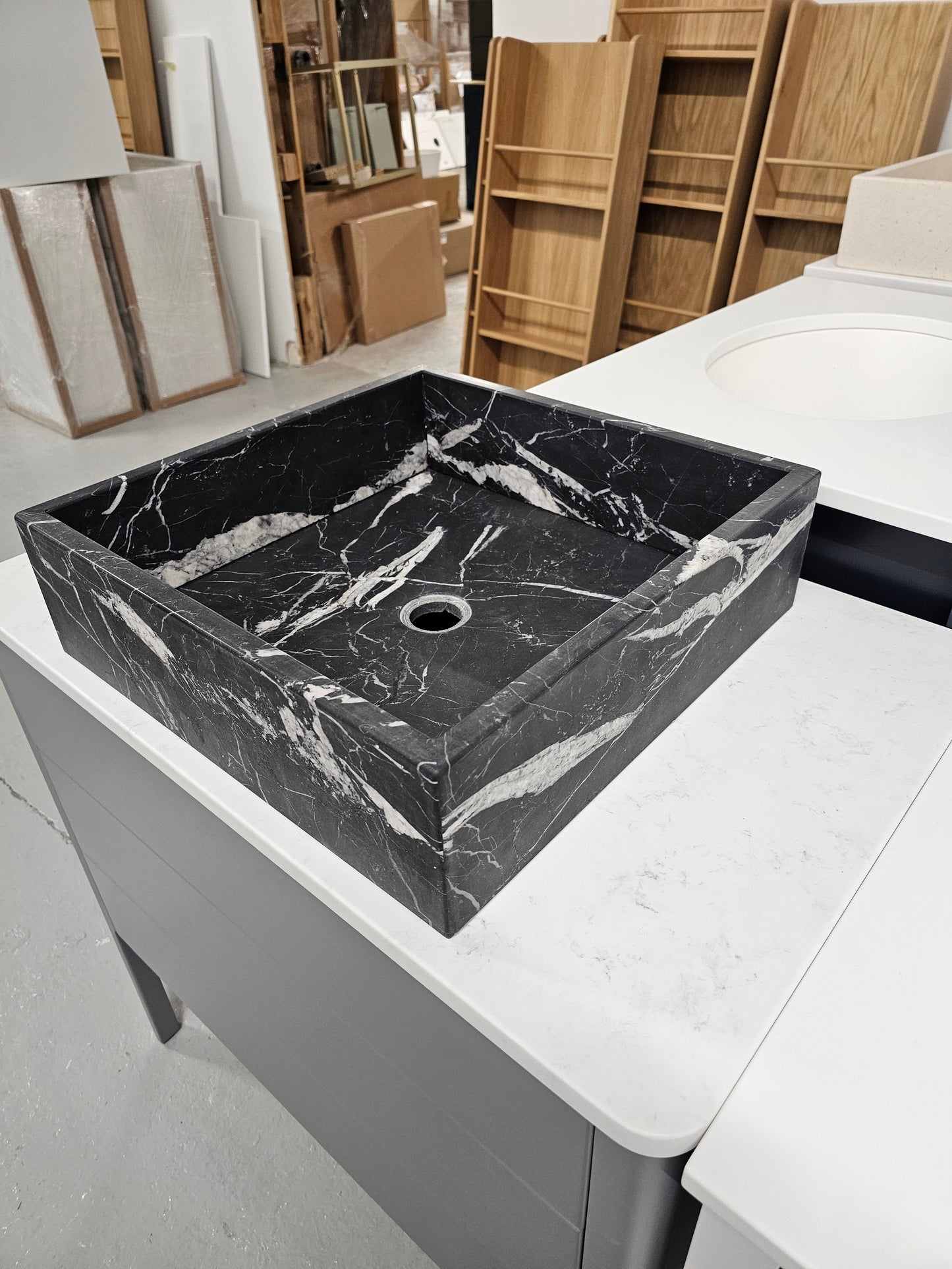 Nero Marquina Marble Honed sit on basin