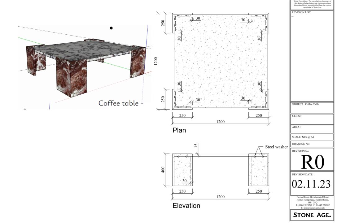 Carrara & Rosso Coffee Table